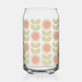 Mid-Century Pastel Pink Retro Floral Pattern Blikvorm Glas (Links)