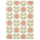 Mid-Century Pastel Pink Retro Floral Pattern Klembord (Achterkant)