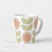  Mid-Century Pastel Pink Retro Floral Pattern Latte Mok (Rechterhoek)
