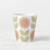  Mid-Century Pastel Pink Retro Floral Pattern Latte Mok (Voorkant)