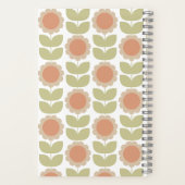  Mid-Century Pastel Pink Retro Floral Pattern Notitieboek (Achterkant)