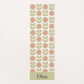  Mid-Century Pastel Pink Retro Floral Pattern Yogamat (Voorkant)