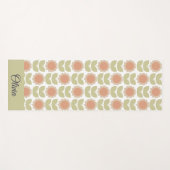  Mid-Century Pastel Pink Retro Floral Pattern Yogamat (Voorkant (horizontaal))