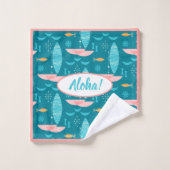 Mid Century Pink Catamaran - Blue Background (Gant de toilette)