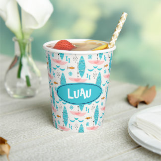 Mid Century Pink Catamaran Papieren Bekers