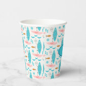 Mid Century Pink Catamaran Papieren Bekers (Rechts)