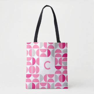 Mid Century Pink Monogrammed Pink Toge Bag Draagtas