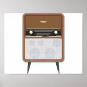 Mid Century  Radio Retro Muziekliefhebber Poster (Voorkant)