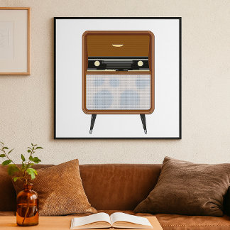 Mid Century Radio Retro Muziekliefhebber Poster