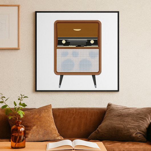 Mid Century  Radio Retro Muziekliefhebber Poster