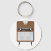 Mid Century Radio Retro Muziekliefhebber Sleutelhanger (Voorkant)