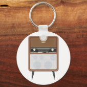 Mid Century Radio Retro Muziekliefhebber Sleutelhanger (Voorkant)
