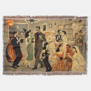 Mid Century Retro 40s Halloween Martini Feest Deken