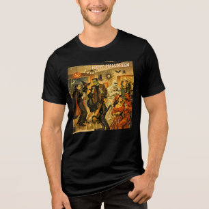 Mid Century Retro 50s Halloween Martini Feest Tri-Blend Shirt
