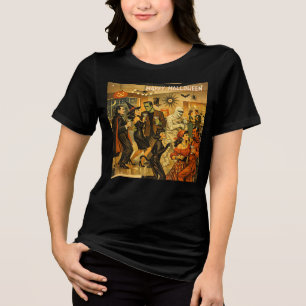 Mid Century Retro 50s Halloween Martini Feest Tri-Blend Shirt