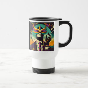 Mid Century Retro 60s Mardi Gras Het Roken Man Reisbeker