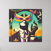 Mid Century Retro 60s Mardi Gras The Smoking Man Canvas Afdruk (Voorkant)