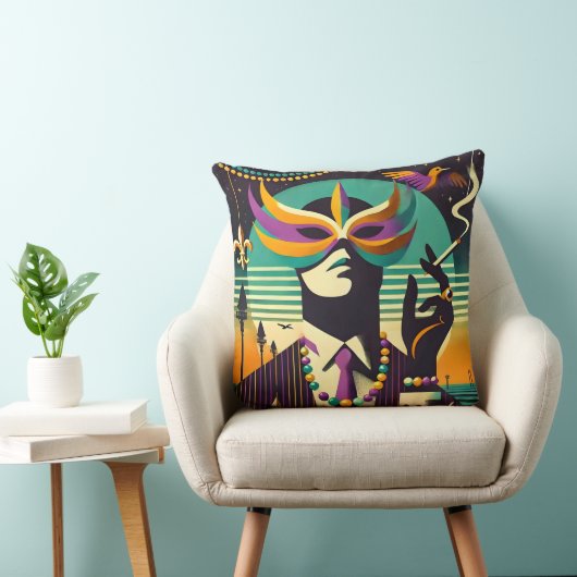 Mid Century Retro 60s Mardi Gras The Smoking Man Kussen (Stoel)