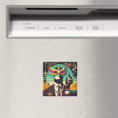 Mid Century Retro 60s Mardi Gras The Smoking Man Magneet (Insitu (Vaatwasser))