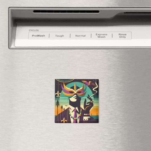Mid Century Retro 60s Mardi Gras The Smoking Man Magneet (Insitu (Vaatwasser))