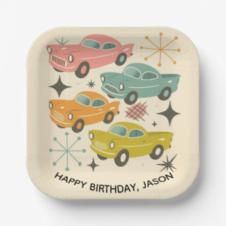 Mid-Century Retro Cars Atomic Starburst  Papieren Bordje