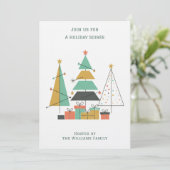 Mid-Century Retro Christmas Trees Kaart (Staand voorkant)