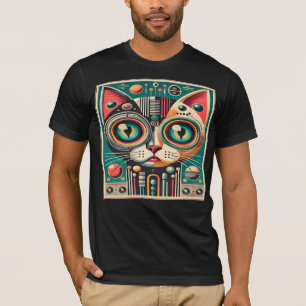 Mid Century Retro Futuristische Circuit Cat T-shirt
