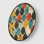 Mid Century Retro Harlekijnpatroon Grote Klok (Hoek)