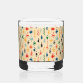 Mid Century Retro Patroon met Kerstboom Speelgoed Whisky Glas