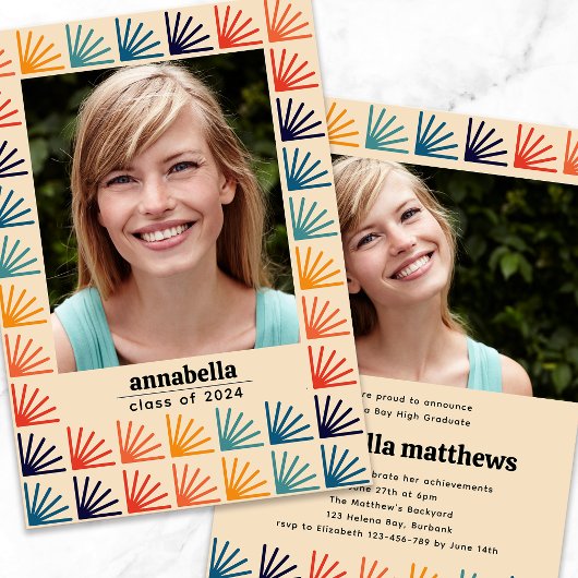 Mid Century Retro Pattern Foto's Afstuderen Kaart