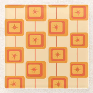 Mid Century Retro Starbursts op Abstracte Pleinen Glazen Onderzetter