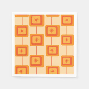 Mid Century Retro Starbursts op Abstracte Pleinen Servet