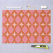 Mid Century Retro Starbursts op Roze Sinaasappel O Tissuepapier (Craft)