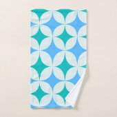 Mid Century Retro Starbursts Patroon Blauwgroen Bl Bad Handdoek (Handdoek)