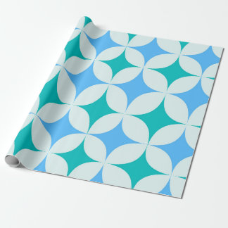 Mid Century Retro Starbursts Patroon Blauwgroen Bl Cadeaupapier