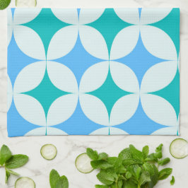 Mid Century Retro Starbursts Patroon Blauwgroen Bl Theedoek