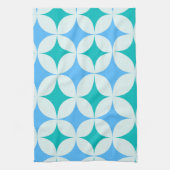 Mid Century Retro Starbursts Patroon Blauwgroen Bl Theedoek (Verticaal)