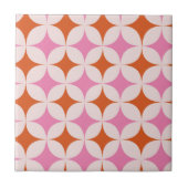 Mid Century Retro Starbursts Patroon Sinaasappel R Tegeltje (Voorkant)