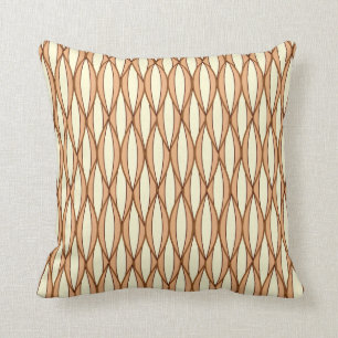 Mid-Century Ribbon Print - kamelaankleurig en crè Kussen