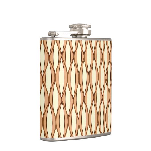 Mid-Century Ribbon Print - kamelaankleurig en crèm Heupfles (Rechts)