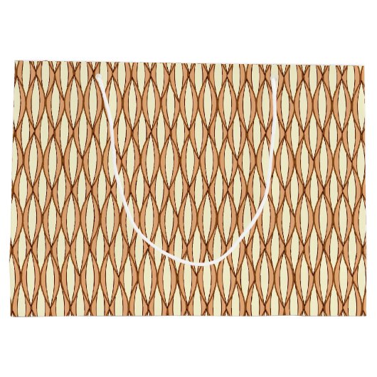 Mid-Century Ribbon Print - kamelaankleurig en crèm Large Cadeautasje (Achterkant)