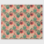 Mid Century Roze en Groene Ornamenten Cadeaupapier (Vlak)