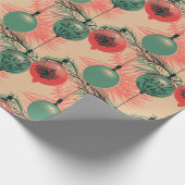 Mid Century Roze en Groene Ornamenten Cadeaupapier (Hoek)
