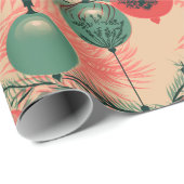 Mid Century Roze en Groene Ornamenten Cadeaupapier (Rol Hoek)