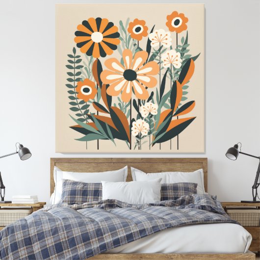 Mid Century Scandi Garden Canvas Afdruk (Insitu (Slaapkamer))