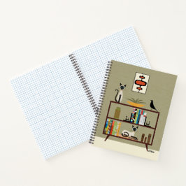 Mid Century Siamese Cat on Bookcase Notitieboek