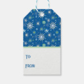 Mid-Century Snowflakes Galore On Blue Cadeaulabel (Voorkant)