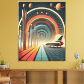 Mid Century Space Age Art Wormhole Port Canvas Afdruk (Insitu (Woonkamer))