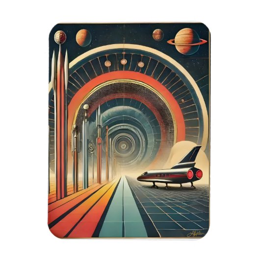 Mid Century Space Age Art Wormhole Port Magneet (Verticaal)
