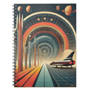 Mid Century Space Age Art Wormhole Port Notitieboek